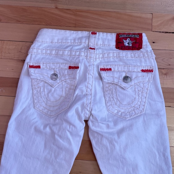 True Religion White Billy Low Rise Jeans with Red and Cream Stiching - Size 24 - Picture 7 of 16